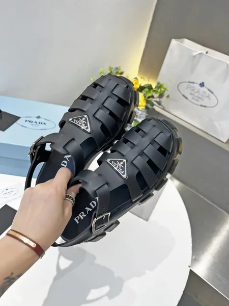 Prada Foam Sandals in Black Rubber product view 8