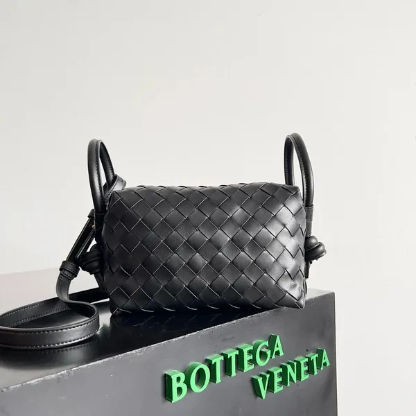 Bottega Veneta Small Loop Crossbody Bag In Black Intrecciato Lambskin product view 3