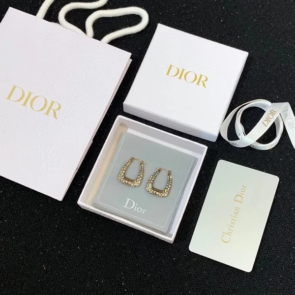 Dior J’Adior Hoop Earrings In Antique Gold-Tone Metal and Crystals product view 2