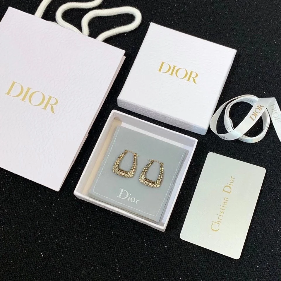 Dior J’Adior Hoop Earrings In Antique Gold-Tone Metal and Crystals product view 2