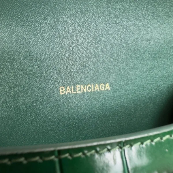 Balenciaga Hourglass XS Bag in Green Croc-Embossed Calfskin product view 9