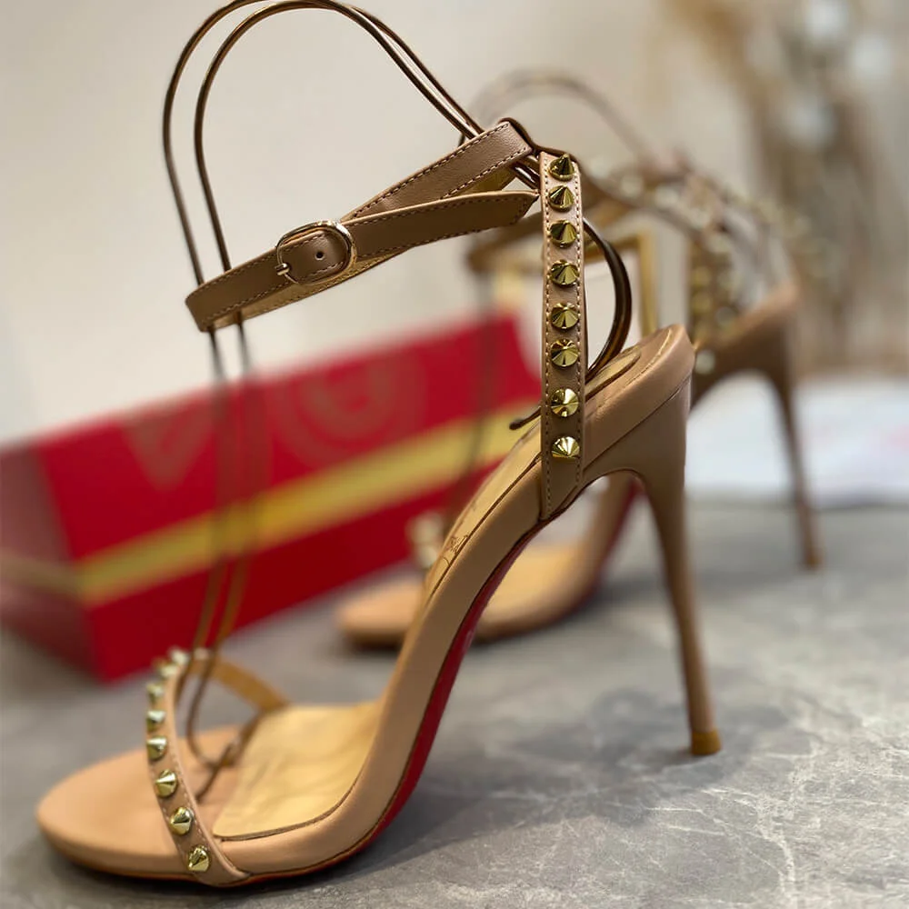Christian Louboutin So Me Studded Ankle-Strap Sandals Nude Pink product view 4