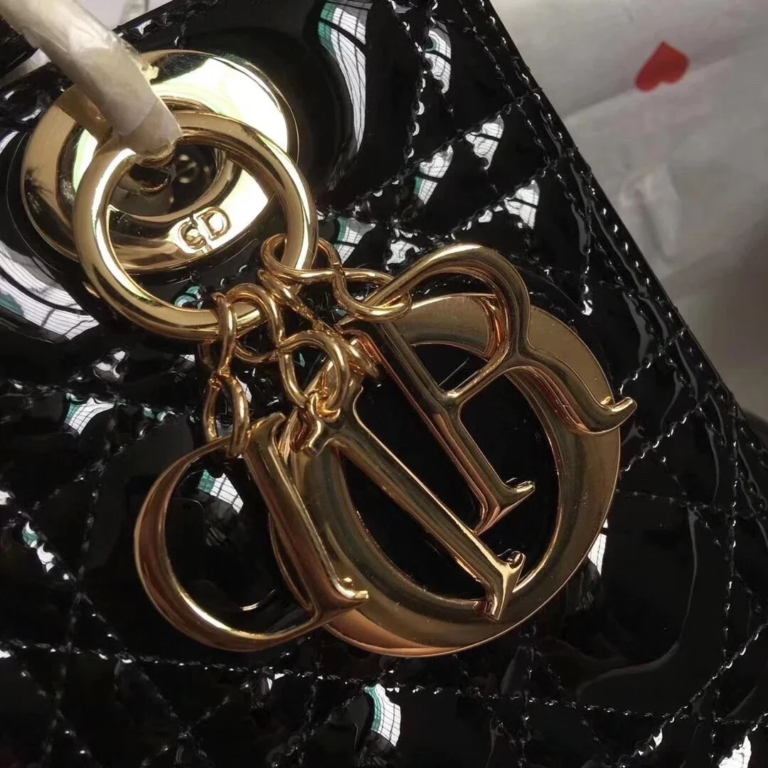 Dior Lady Dior Medium Bag In Black Patent Leather product view 2