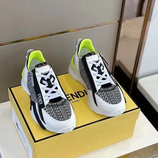 Fendi Flow Low-Top Sneakers — Black and White with Neon Accents product view 2