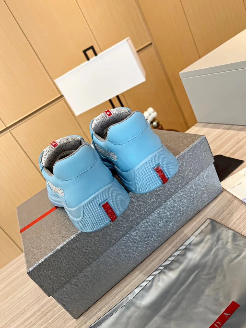 Prada America’s Cup Sneakers in Blue Rubber and Bike Fabric product view 2