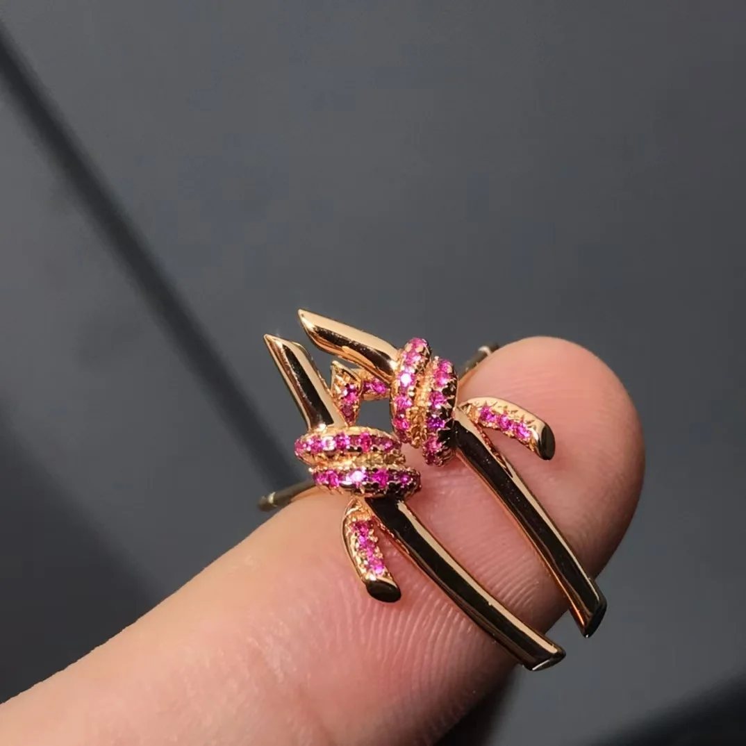 Tiffany & Co. Knot Pink Pavé-Effect Stud Earrings Rose-Tone product view 7