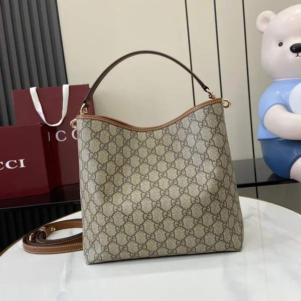 Gucci Gg Emblem Medium Bucket Bag — Beige and Brown product view 3
