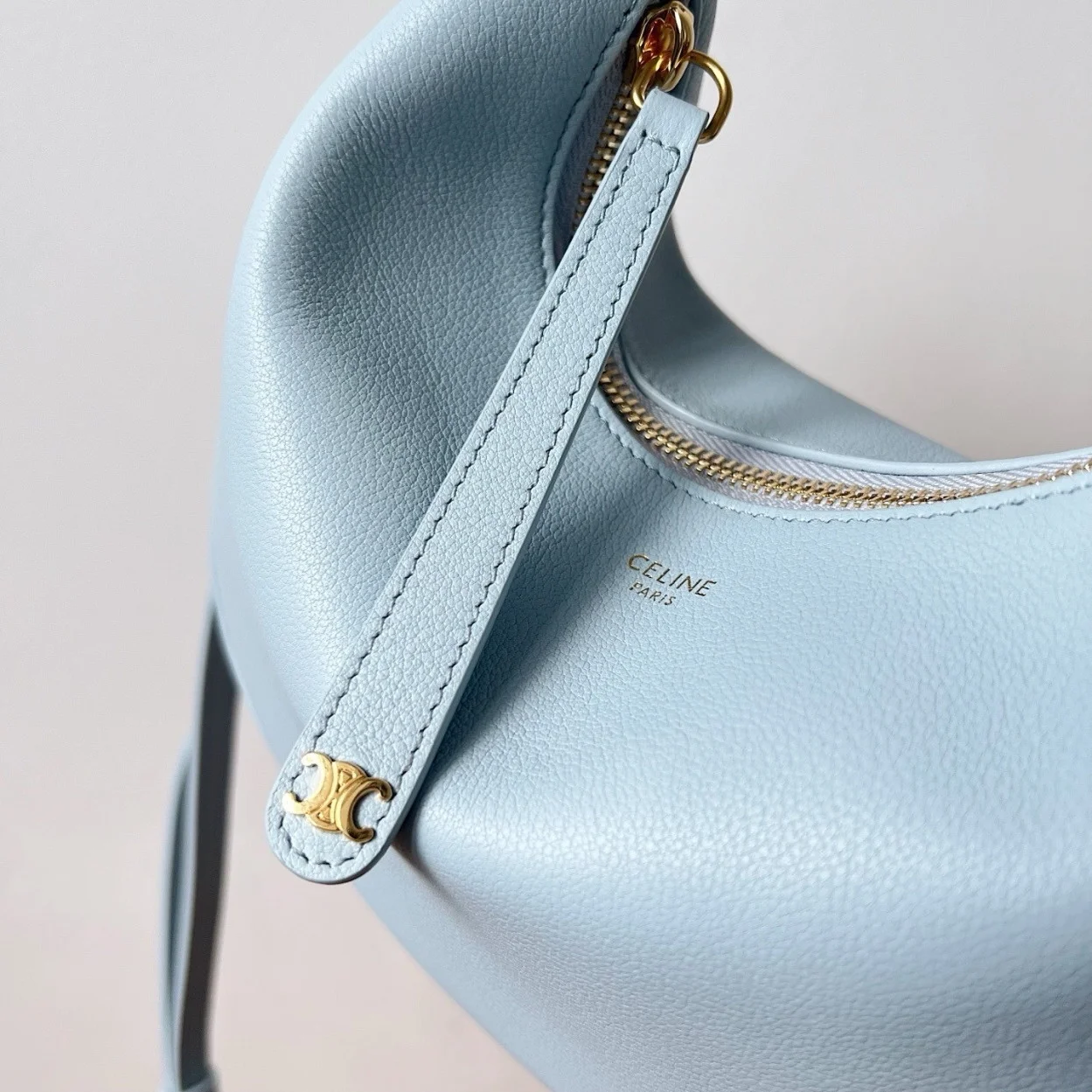 Celine Lulu Teen Hobo Bag in Blue Grained Calfskin product view 5
