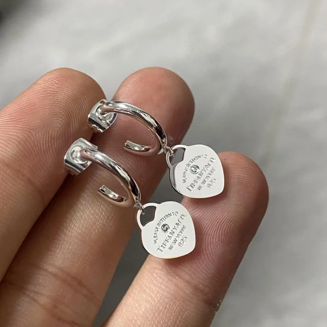 Tiffany & Co. Heart Tag Hoop Earrings Silver-Tone product view 3