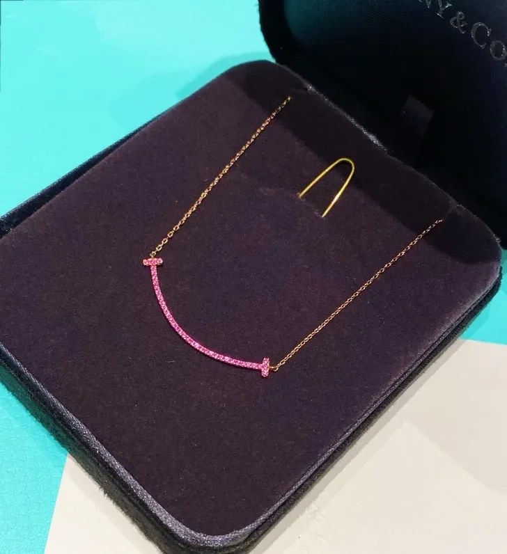 Tiffany & Co. Pink Pavé-Effect Smile Necklace Rose-Tone product view 1