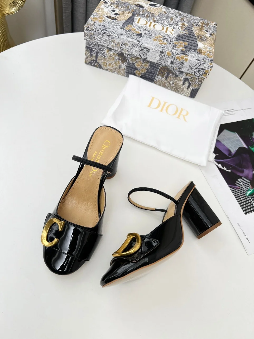 Dior C’est Slingback Pumps 80MM in Black Patent Calfskin product view 6