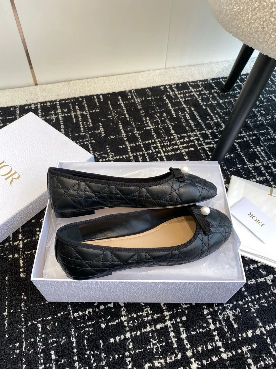Dior Ballerina Flats in Black Quilted Cannage Calfskin product view 10