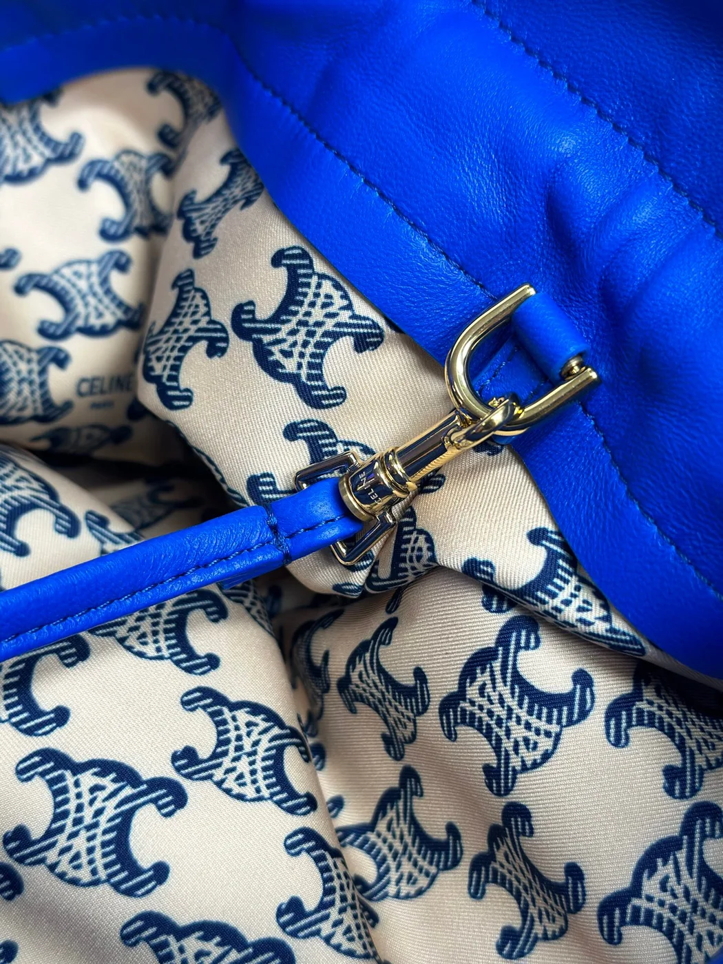 Celine Small Crystal Pouch In Lambskin — Blue product view 15