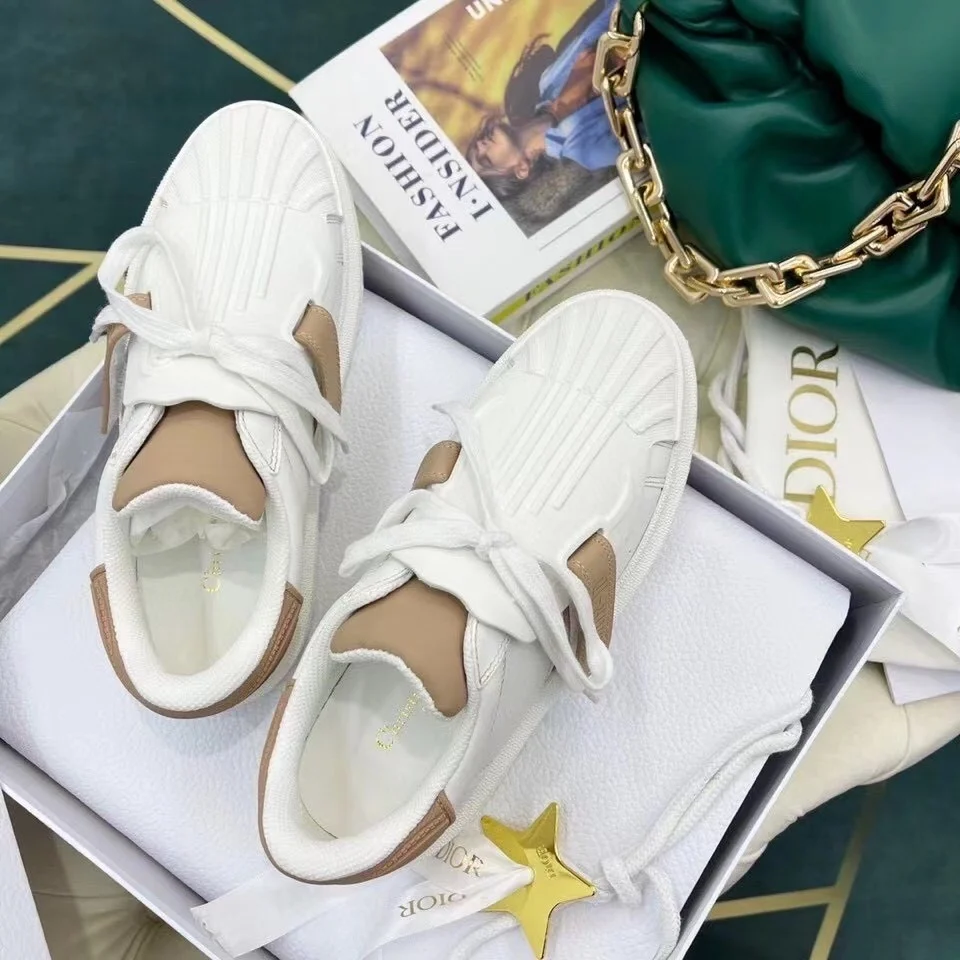 Dior Dior-ID Sneakers In White Leather with Nude Strap product view 6