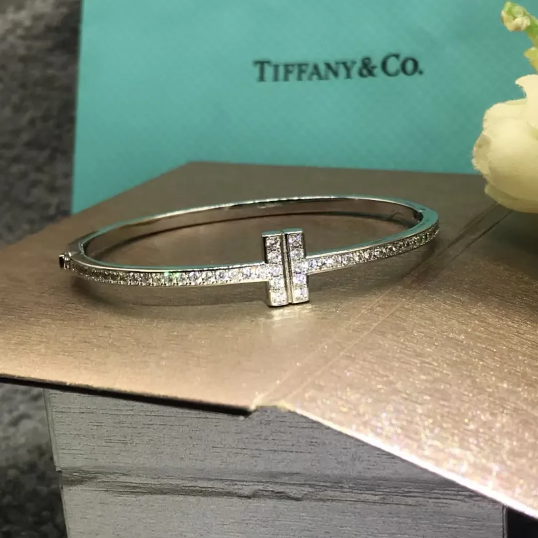 Tiffany & Co. Double T Full Pavé-Effect Bangle Rose-Tone product view 2