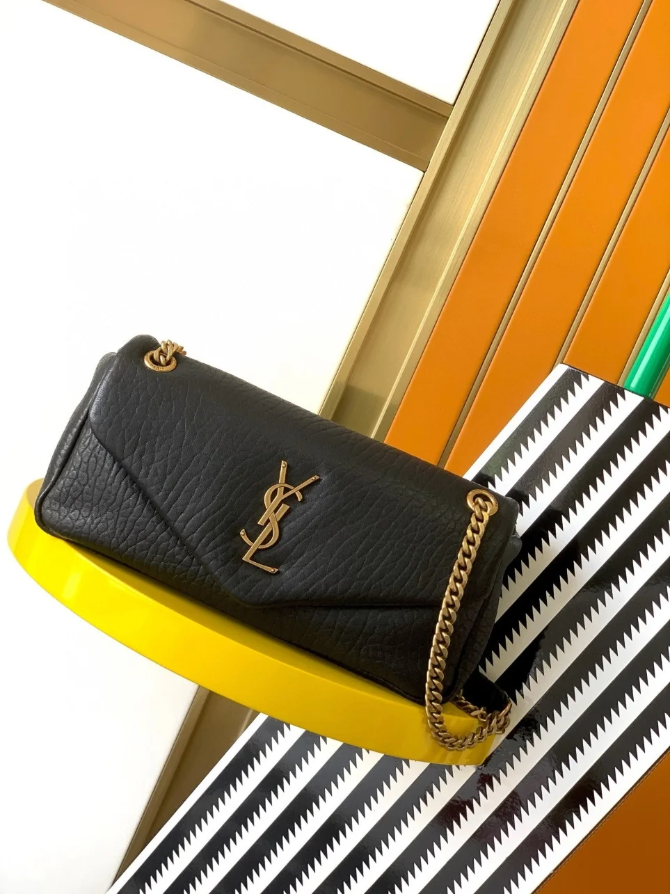 Saint Laurent Calypso Small Bag In Black Grained Lambskin product view 5