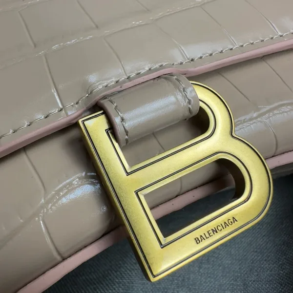 Balenciaga Hourglass Small Bag in Nude Croc-Embossed Calfskin product view 2
