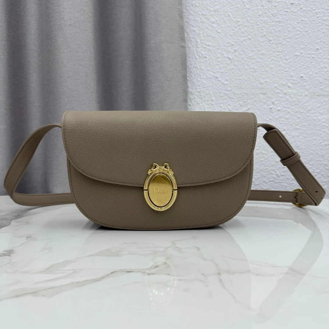 Medium Dior Médaillon Flap Bag — Taupe product view 1