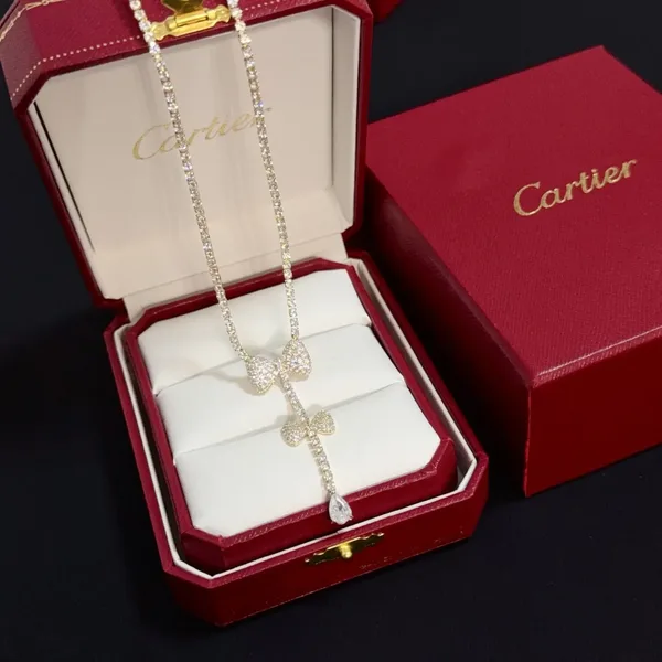 Cartier Gold-Tone Bow and Teardrop Pendant Necklace product photo