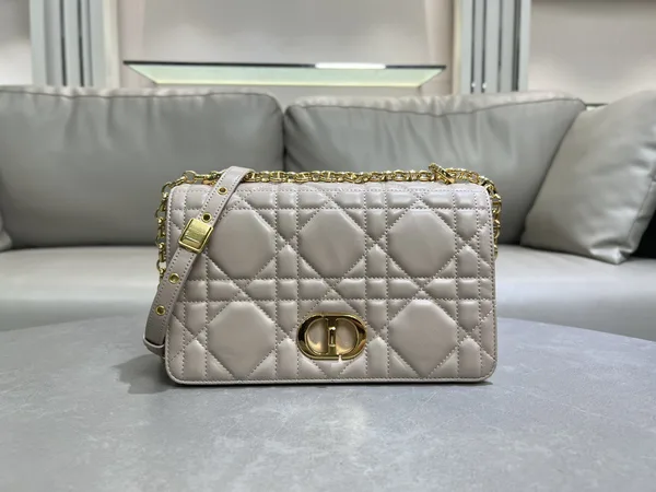 Medium Soft Dior Caro Bag — Taupe with Gold-Tone Hardware product photo