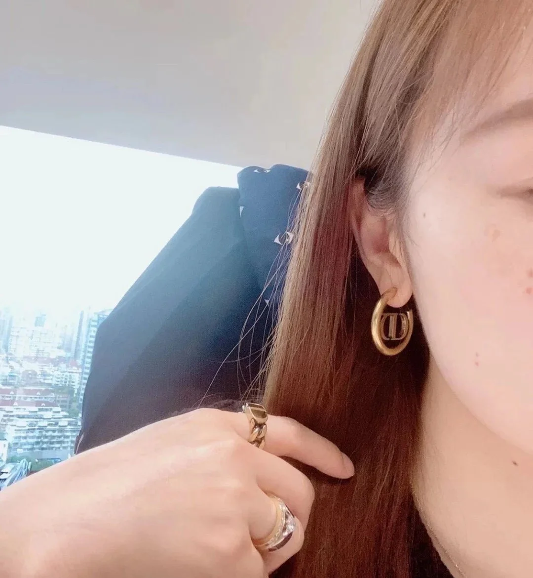 Dior 30 Montaigne Hoop Earrings In Antique Gold-Finish Metal product view 5