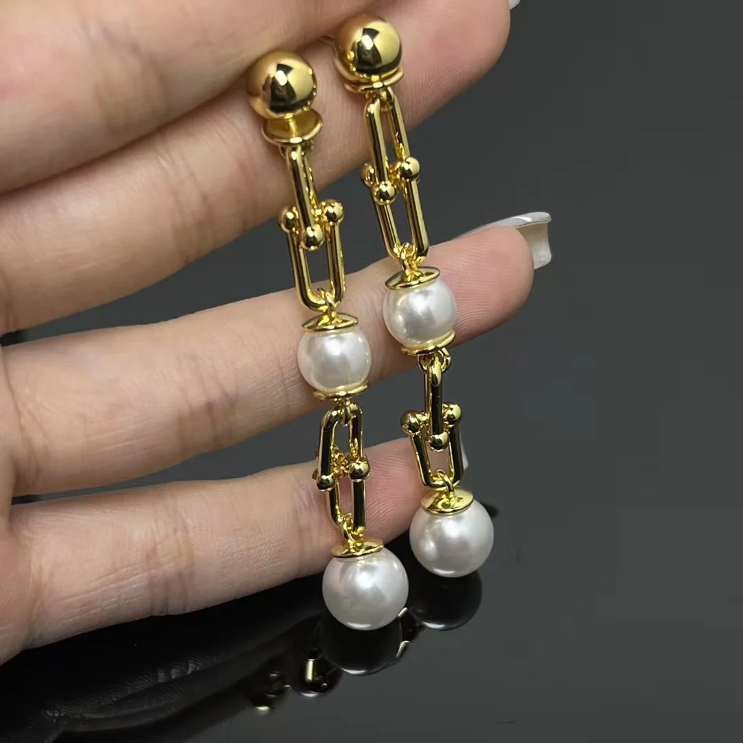 Tiffany & Co. HardWear Triple Drop Pearl-Effect Earrings Gold-Tone product view 1