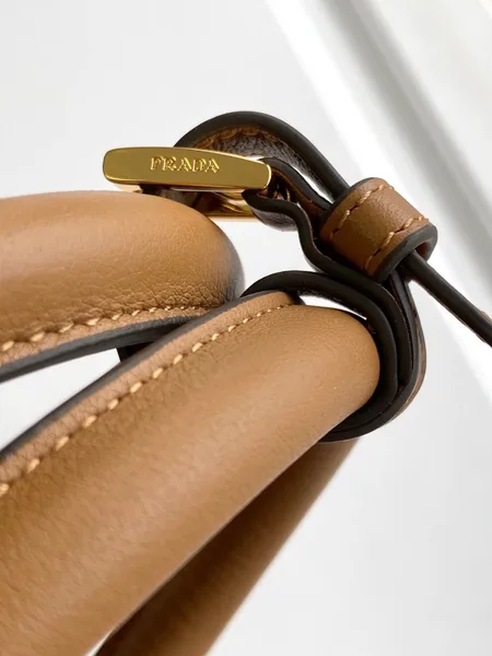 Prada Buckle Large Handbag with Belt in Caramel Calfskin product view 10