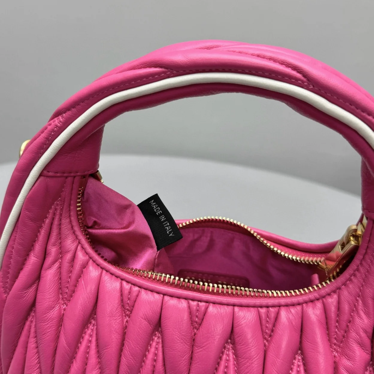 Miu Miu Wander Hobo Bag in Fuchsia Matelasse Nappa Leather product view 10