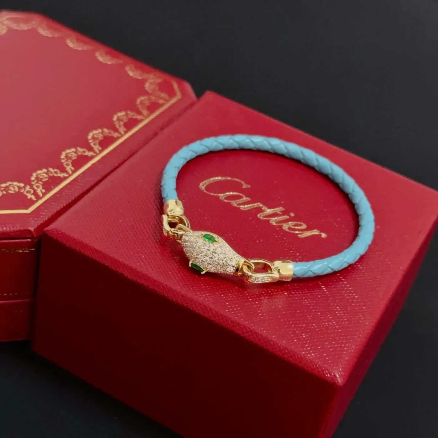 Cartier Panthere Blue Braided Bracelet with Gold-Tone Panther Clasp product view 5