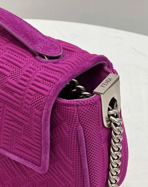 Fendi Baguette Chain Midi Bag In Fuchsia FF Fabric product view 5