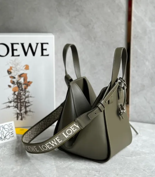Loewe Compact Hammock Bag in Khaki Green Satin Calfskin product view 4