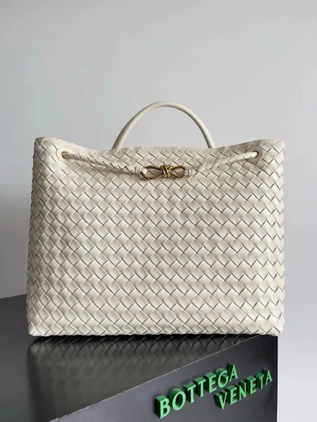 Bottega Veneta Andiamo Large Bag in White Intrecciato Lambskin product view 9