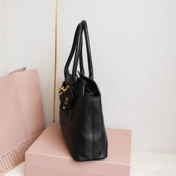 Miu Miu Aventure Large Shopper Bag in Black Nappa Leather product view 6