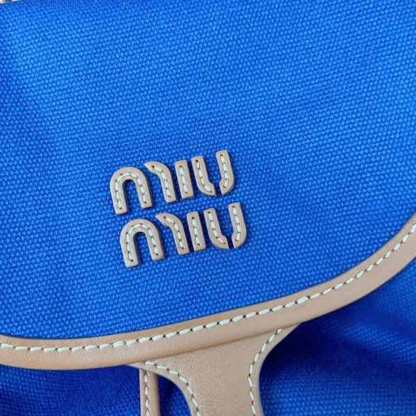 Miu Miu Large Backpack in Blue Canvas and Calfskin product view 10