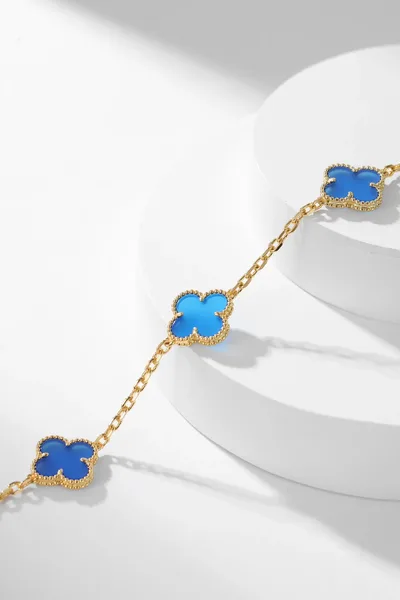 Van Cleef & Arpels Alhambra Blue Ten-Motif Gold-Tone Necklace product view 6