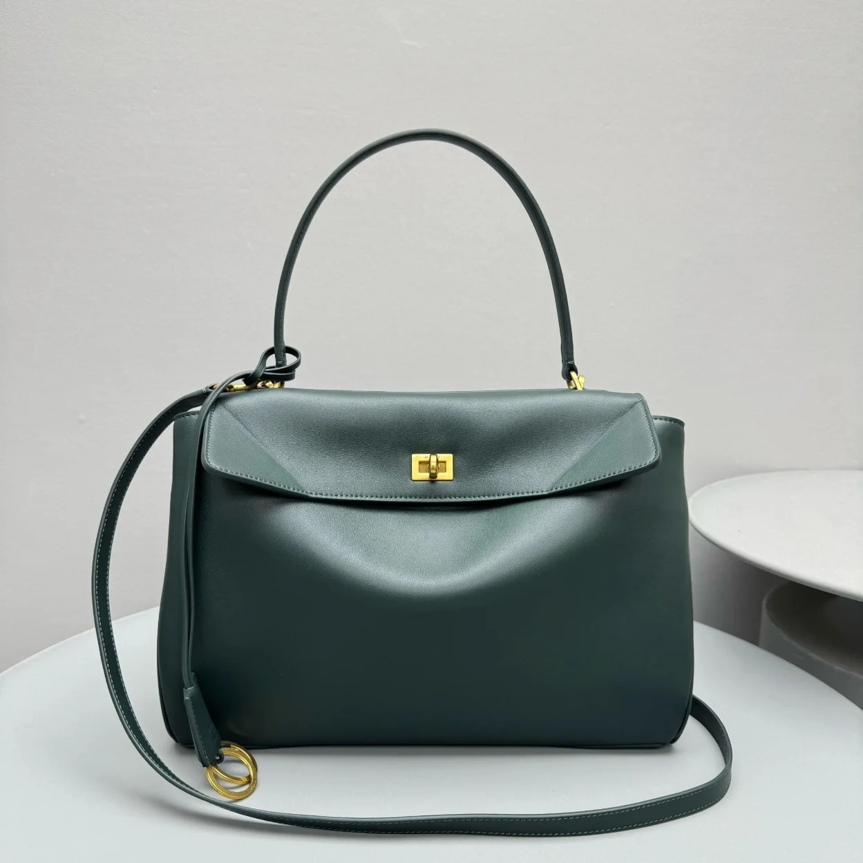 Balenciaga Rodeo Medium Bag in Dark Green Calfskin product view 3