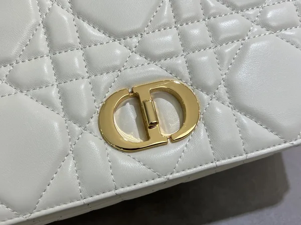 Medium Soft Dior Caro Bag — White with Gold-Tone Hardware product view 5