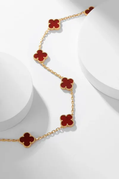 Van Cleef & Arpels Alhambra Red Ten-Motif Gold-Tone Necklace product view 2