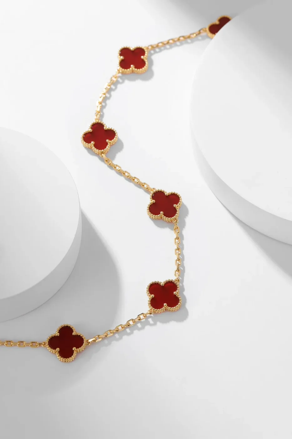 Van Cleef & Arpels Alhambra Red Ten-Motif Gold-Tone Necklace product view 2