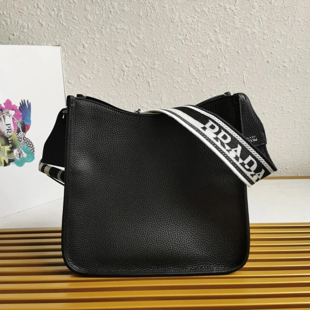 Prada Hobo Bag in Black Grained Leather product view 5