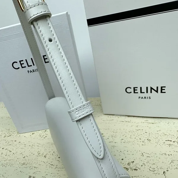 Celine Claude Shoulder Bag in White Calfskin product view 6
