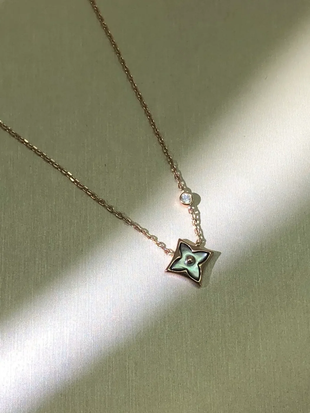 Louis Vuitton Blossom Pendant Necklace Gray Inlay and Rose-Tone product view 1