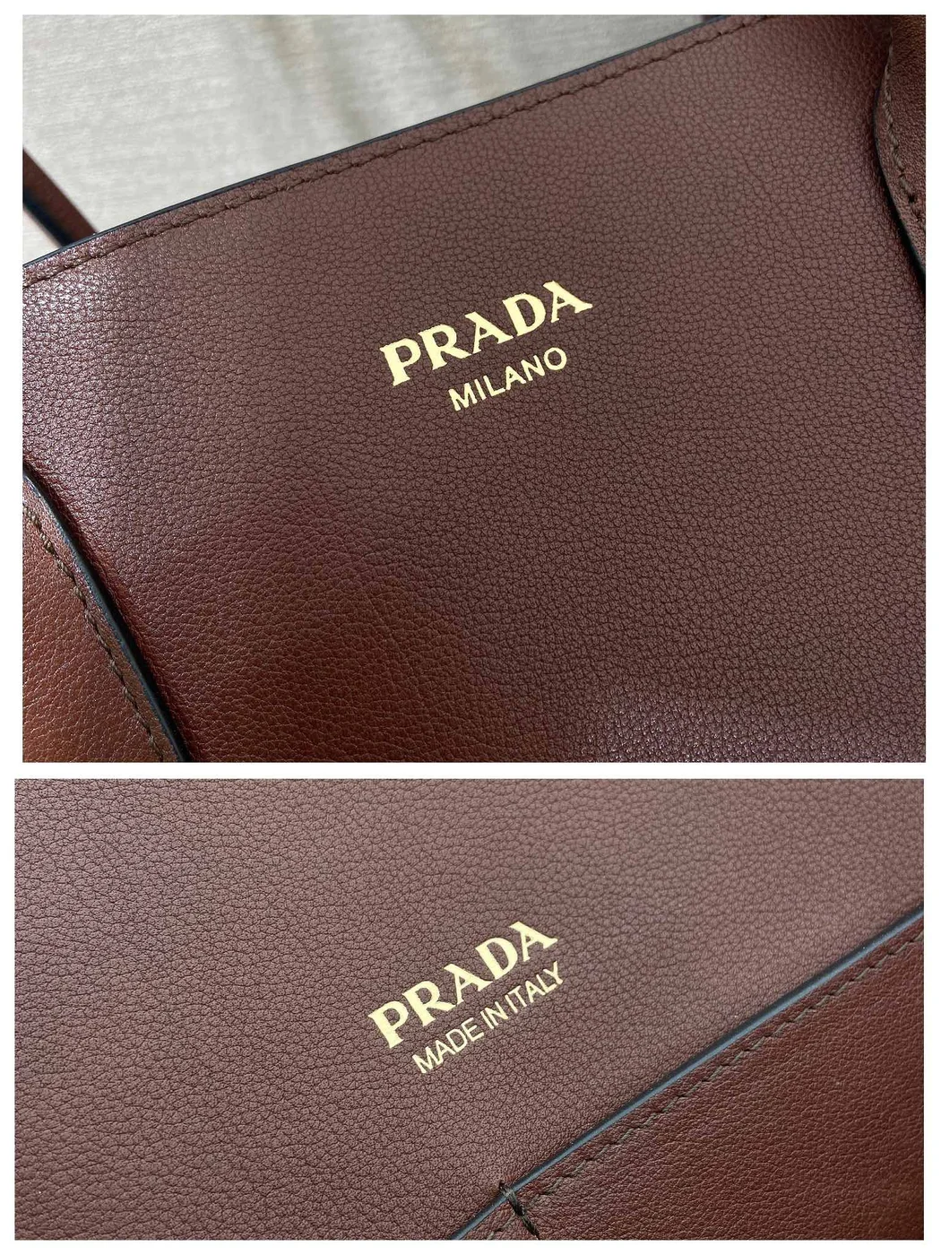 Prada Large Leather Tote Bag — Brown product view 9