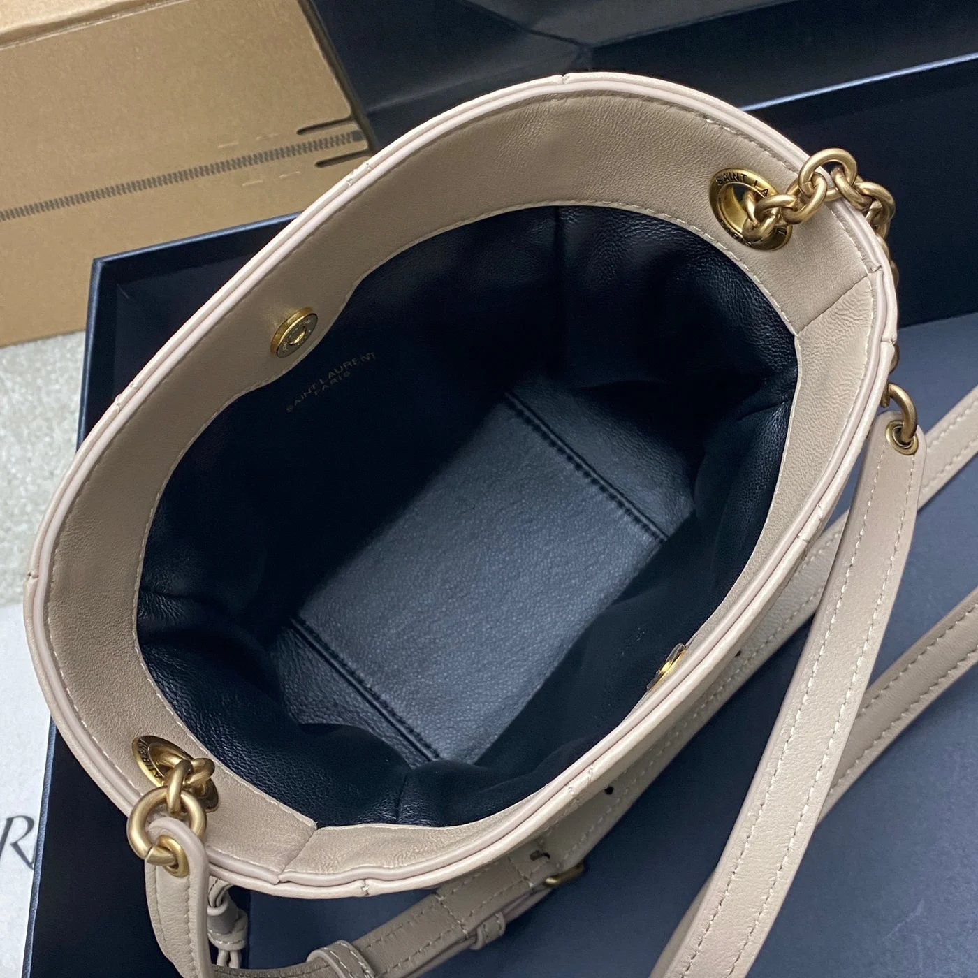 Saint Laurent Jamie Mini Shoulder Pouch — Beige product view 8
