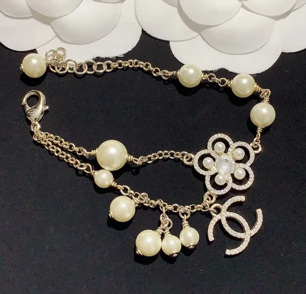 Chanel Flower CC Pearl-Effect Charm Bracelet Gold-Tone product photo