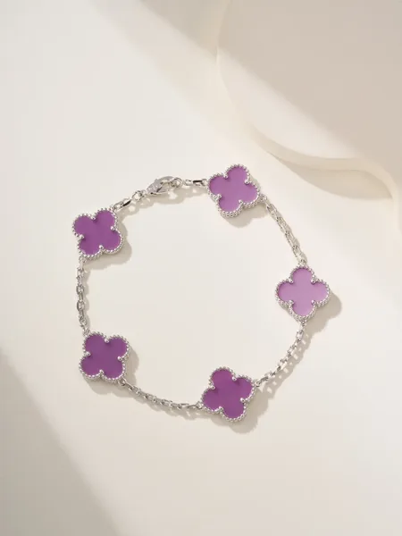 Van Cleef & Arpels Alhambra Purple Five-Clover Silver-Tone Bracelet product photo