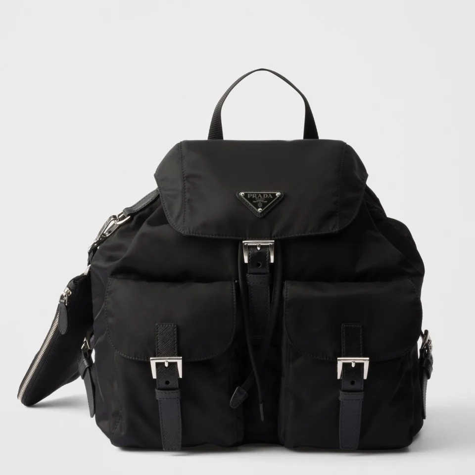 Prada Medium Backpack with Pouch in Black Re-Nylon product view 1