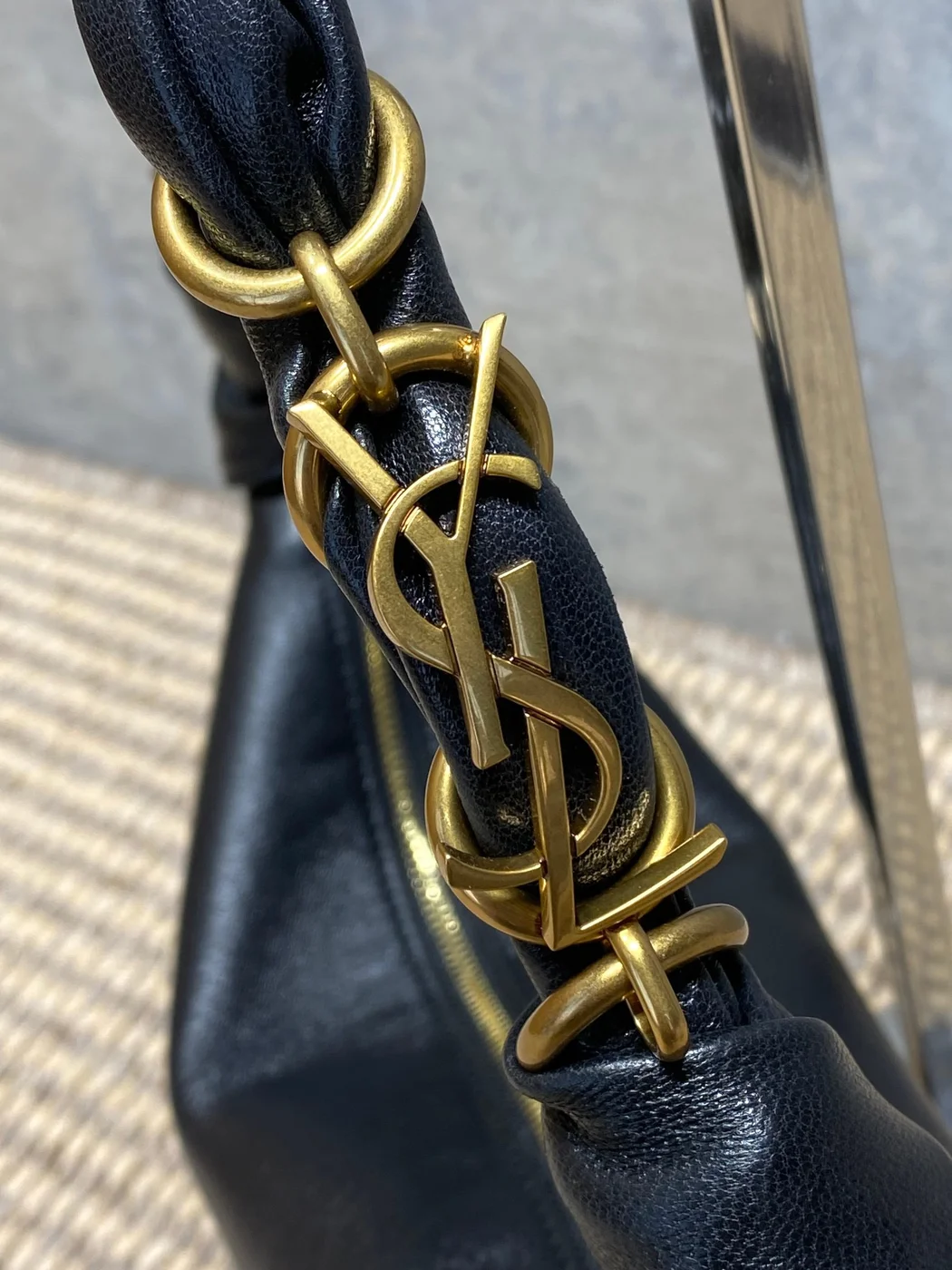 Saint Laurent Amalia Mini Hobo Bag — Black product view 6
