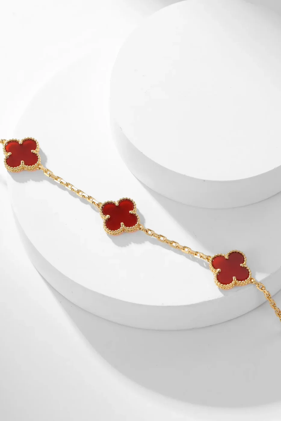Van Cleef & Arpels Alhambra Red Ten-Motif Gold-Tone Necklace product view 7