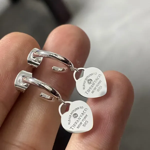 Tiffany & Co. Heart Tag Hoop Earrings Silver-Tone product photo
